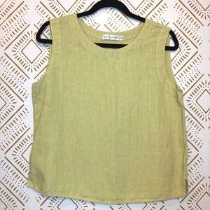 Cut Loose Linen Blend Tank Women M Green Sleeveless Shell Summer Beach Travel